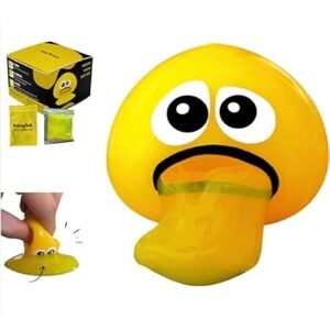 yellow emoji puking ball slime fidget toy!!